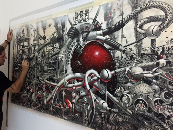 Detailed intricately Large-Scale Drawings Murals By Samuel Gomez