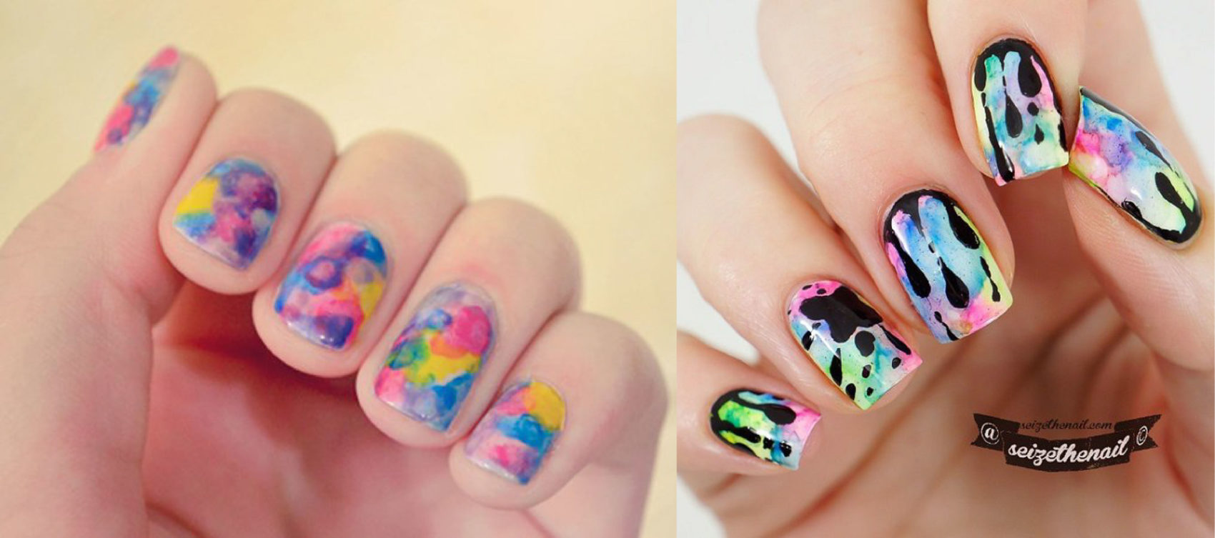 Pretty Flower Watercolor Nail Art Ideas