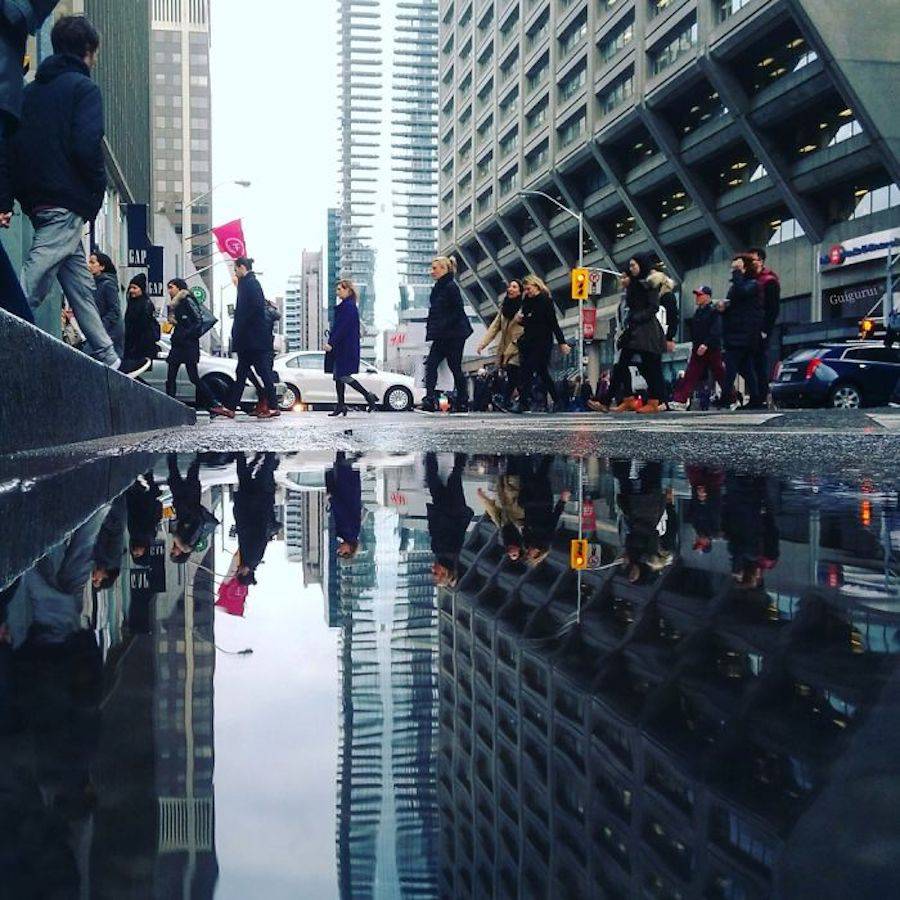 Creative Photography Concept : Parallel Worlds of City Rain Reflections