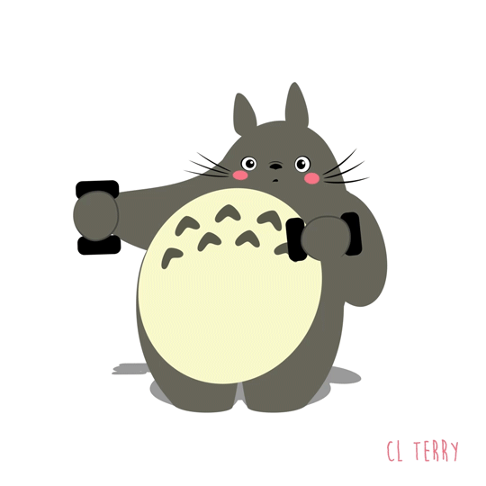 Funny Animated Gifs of Totoro Making Fitness 5