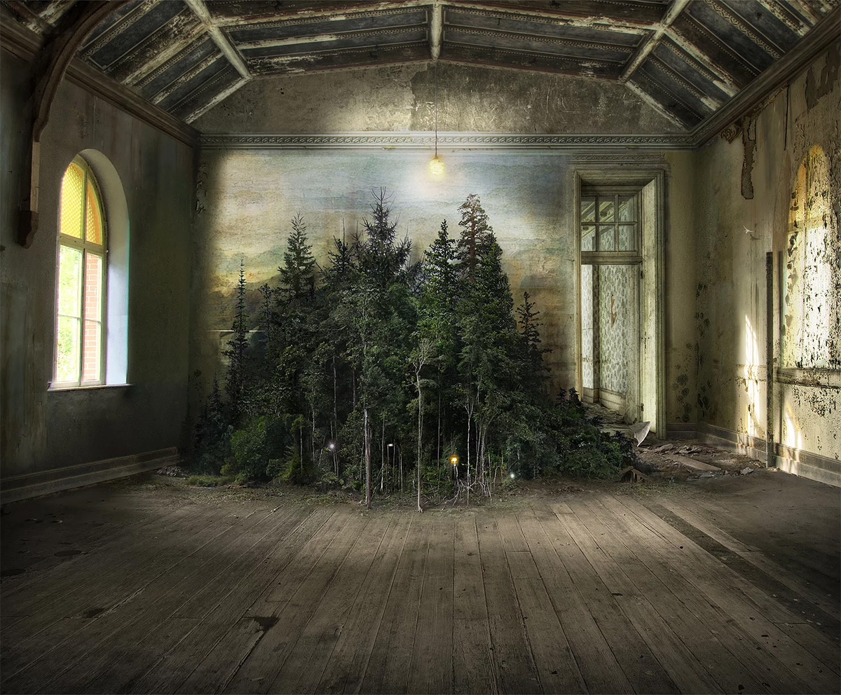 Photomontages That Trace Light Through Overgrown Countrysides and Abandoned Interiors