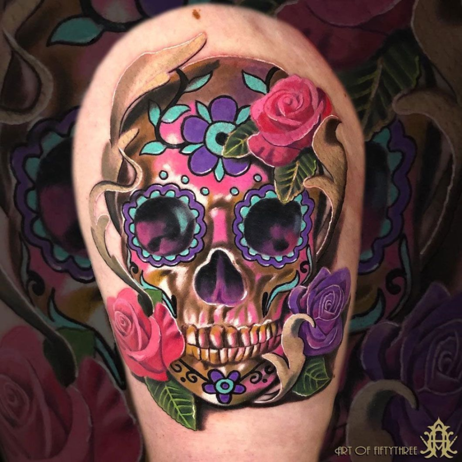+ Best Sugar Skull Tattoo Designs With Meanings () Día De