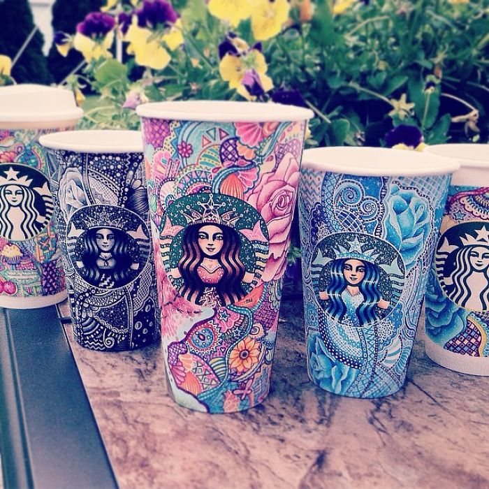 Creative Art Work: Turn Starbucks Cups Into Beauty Art