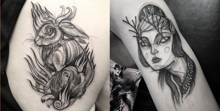 Creative Tattoo Idea: Tatto Look Like Pencil Drawings