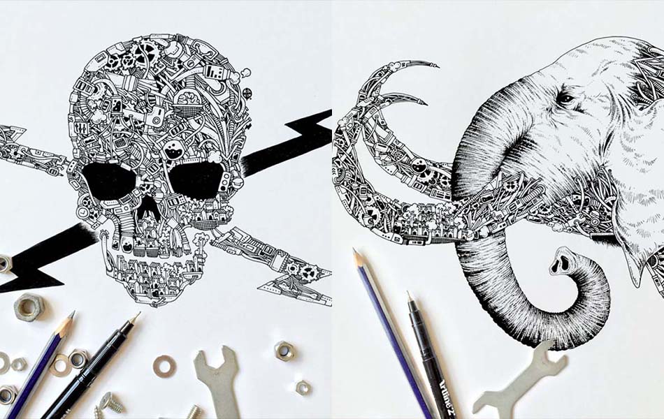 Stunning Doodles With Steampunk Twist By Kin Ka