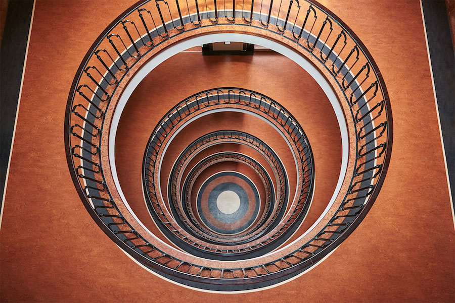 Explore Spiral and Geometric Budapest’s Bauhaus Staircases Shot From Above